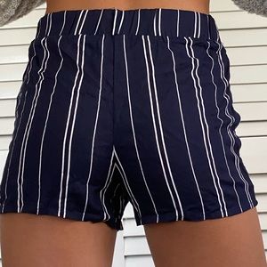 Rayon White Fawn Navy and White striped shorts